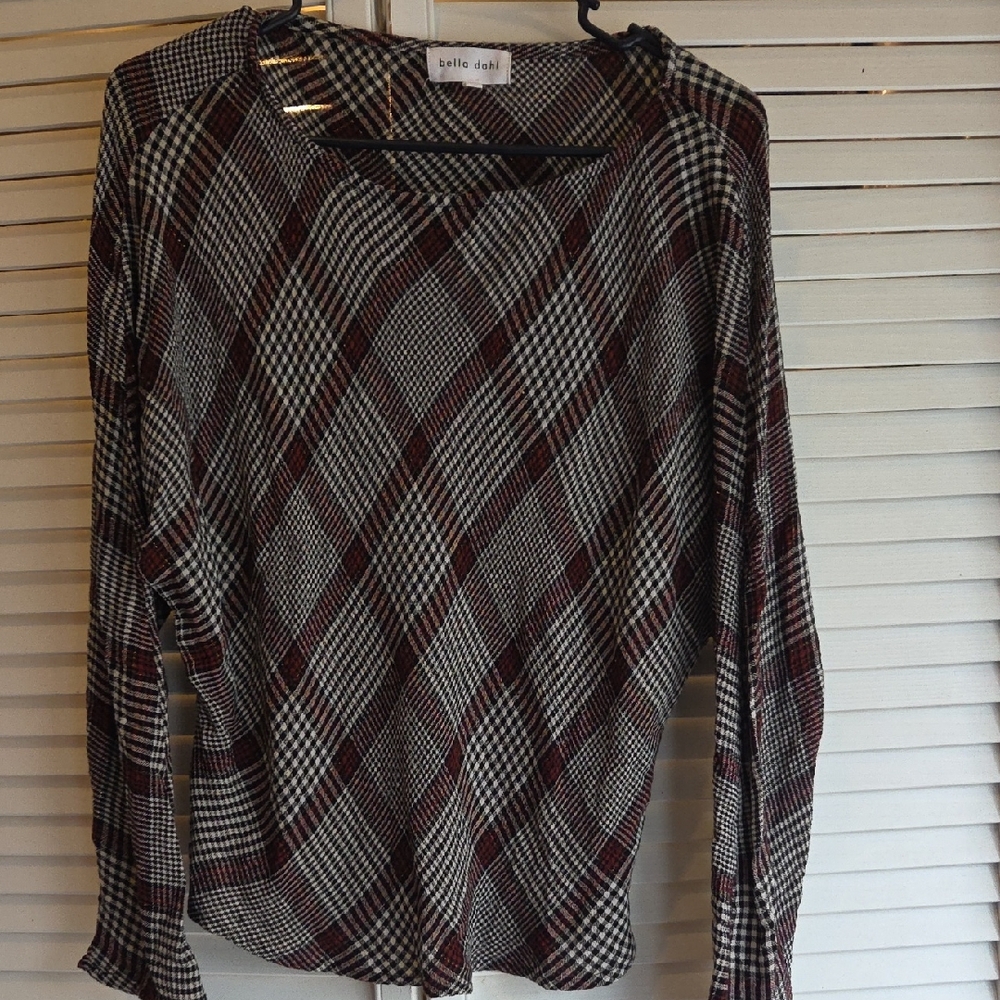 Bella Dahl Checkered Blouse in Red and Black